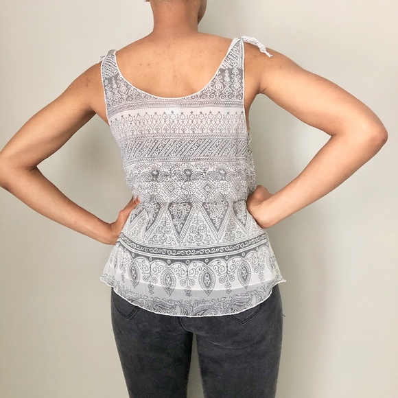 Converse Black and White Sheer Sleeveless Top - Picture 4 of 8